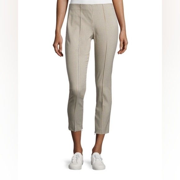 THEORY Alettah Ainsley Check Cropped Pants Work Business Plant Trousers - Picture 1 of 16